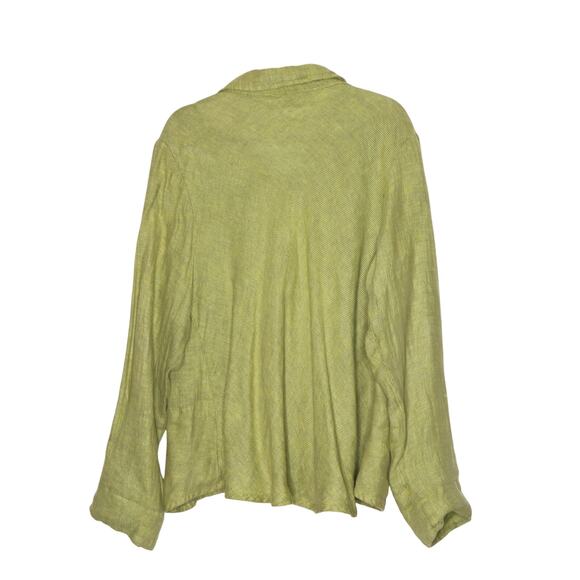 FLAX Heavyweight Linen Button Down Shirt Collared Unlined Shacket Women's L - Picture 2 of 9